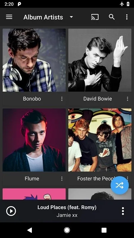 doubleTwist Pro mod apk highlighting the music library and playlist options