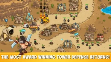 Downloading the Kingdom Rush Frontiers MOD APK file on an Android smartphone.