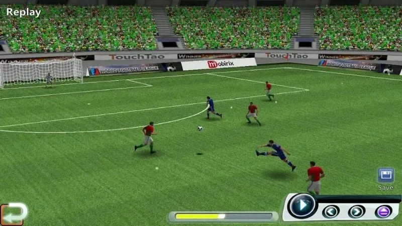 Downloading World Soccer League on an Android phone.