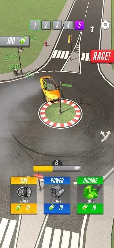 Drift 2 Drag gameplay showcasing a car drifting on a track.