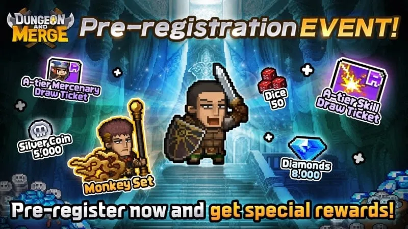 Tangkapan layar Dungeon and Merge MOD APK.