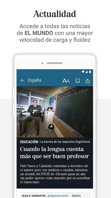 El Mundo mod displaying news articles