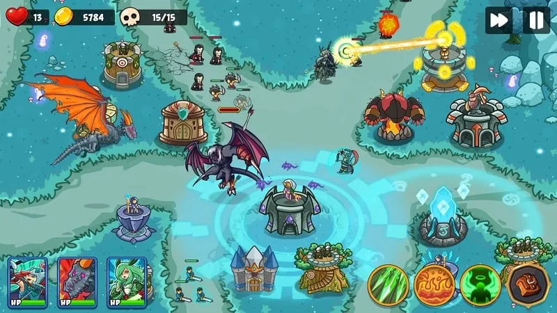 Epic Empire Tower Defense gameplay on a smartphone.