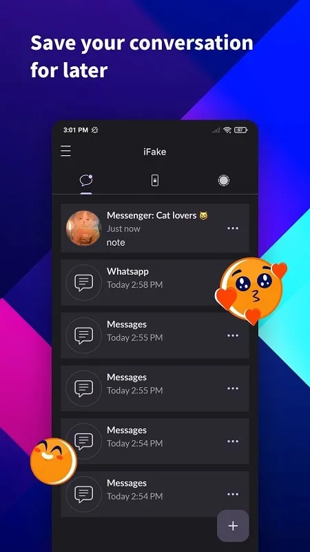 Example of a fake conversation in iFake mod apk