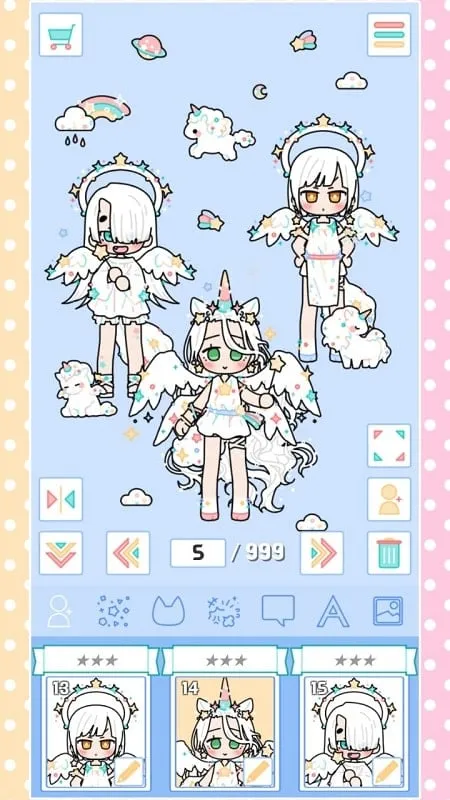 Example of accessories and customization options in Pastel Friends.