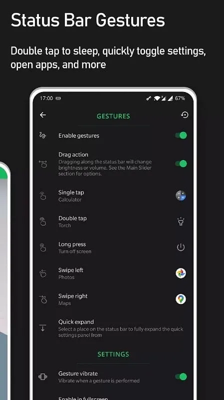 Example of battery optimization settings within the Super Status Bar Mod APK