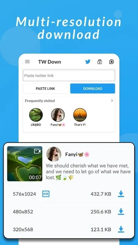 Example of managing downloaded videos in the mod app