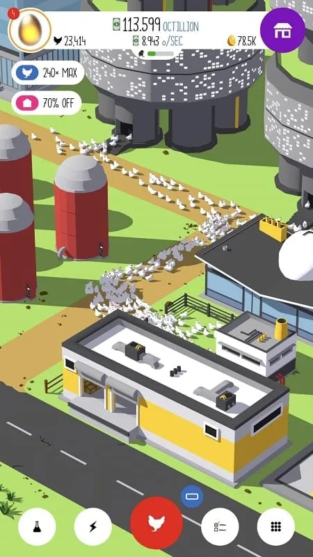 Example of unlimited money feature in Egg, Inc. mod.