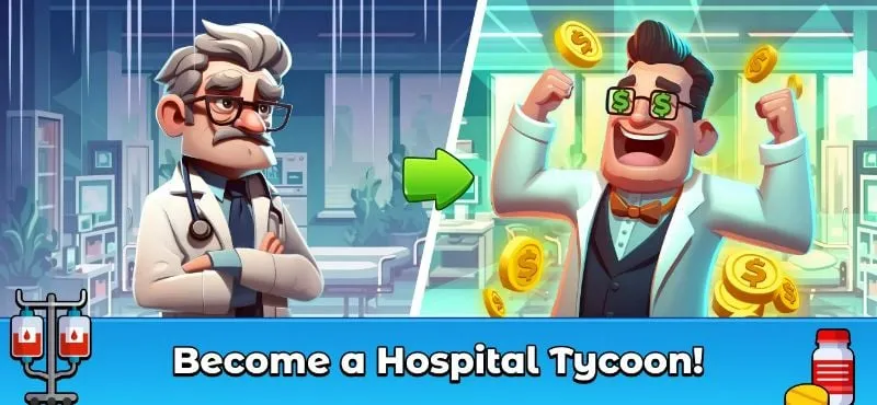 Example of using unlimited money in Hospital Empire to expand hospital facilities and upgrade equipment.