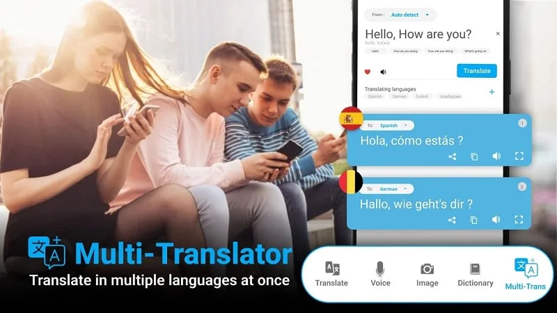 Example of using voice translation feature