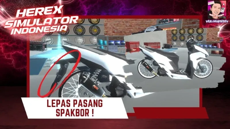 Exploring the city in Herex Simulator Indonesia on a motorcycle.