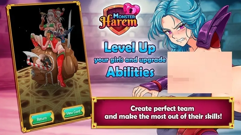 Exploring the in-game interface of Monster Harem.