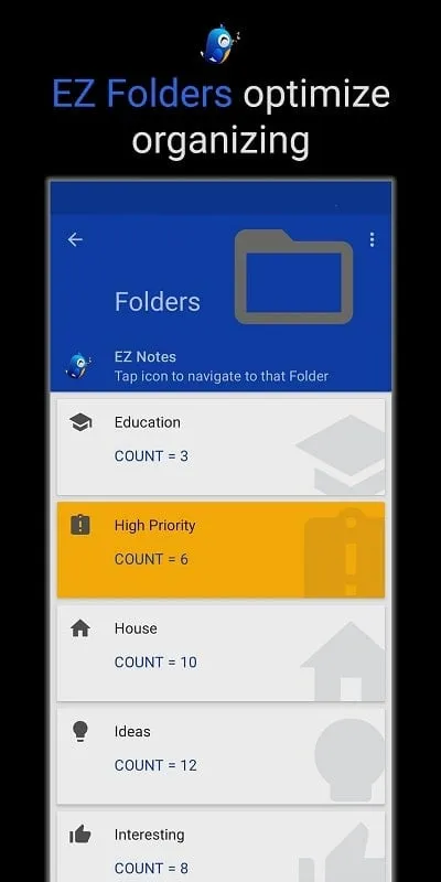 EZ Notes showing sharing options