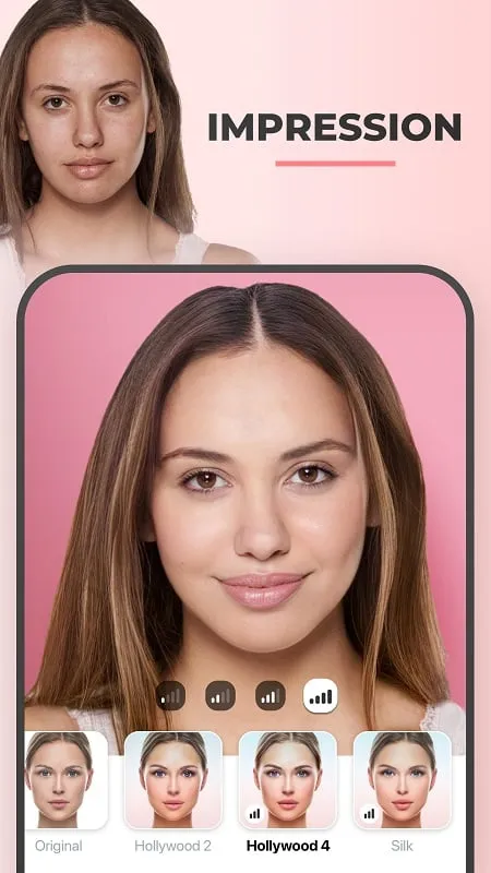 Giao diện FaceApp mod hiển thị các tính năng premium