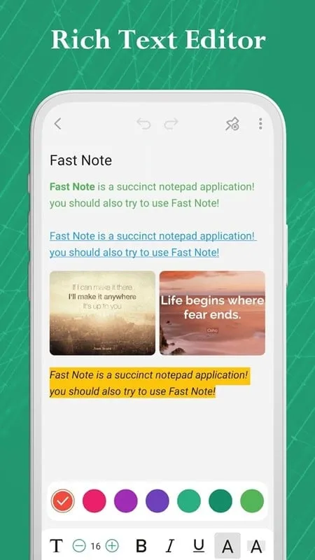 Fast Note mod free displaying font customization