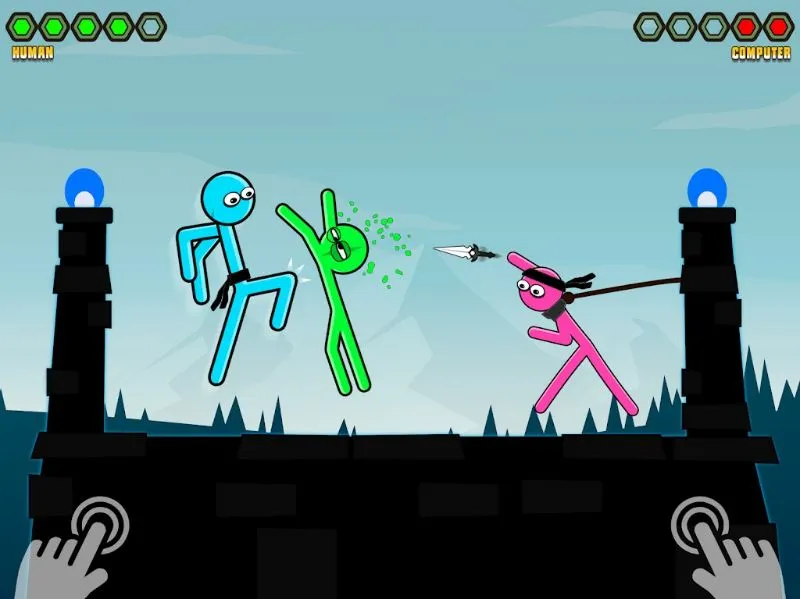 Fighting an enemy in Stickman Boxing Death Punch.