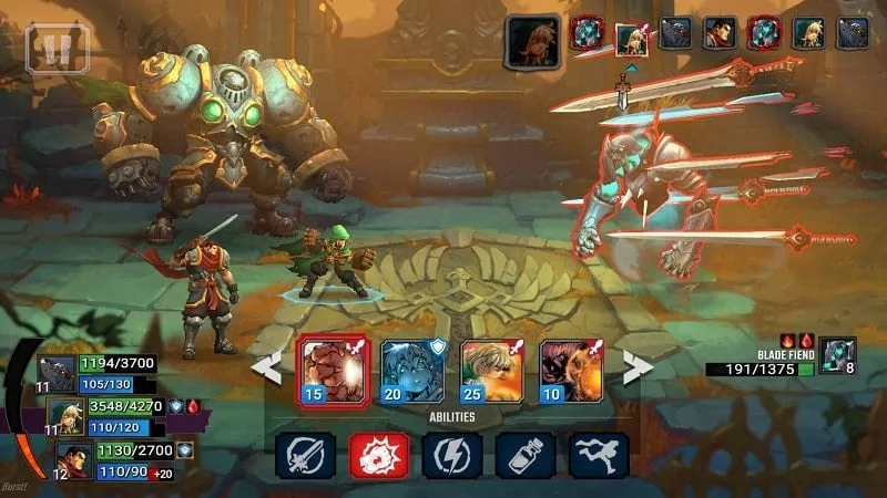 Fighting challenging enemies in Battle Chasers Nightwar.