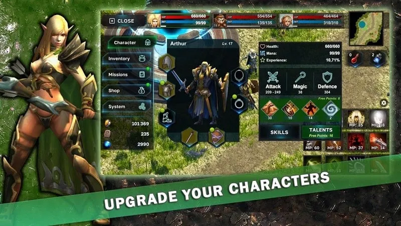 Fighting challenging enemies in Fantasy Heroes.