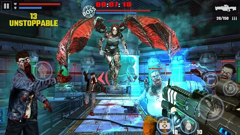 Fighting hordes of zombies in LAST SHOOTER: Apocalypse.