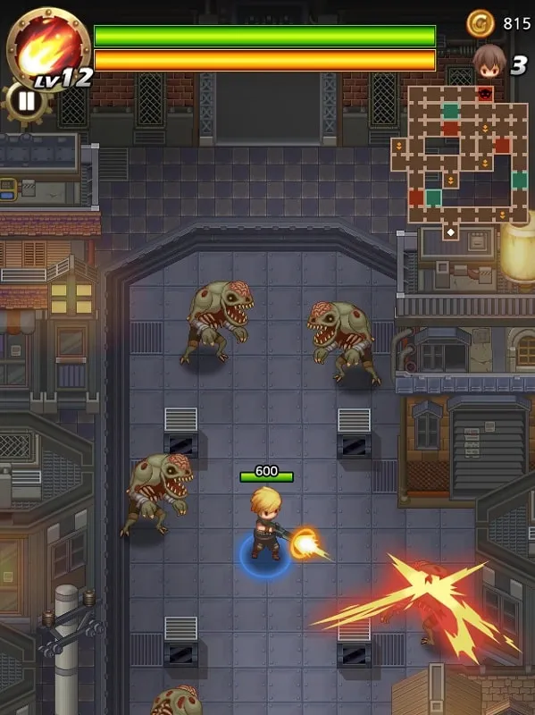 Fighting hordes of zombies in Mystic Gunner.