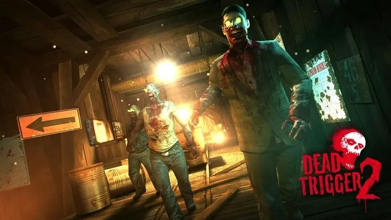 Fighting off a horde of zombies in DEAD TRIGGER 2.