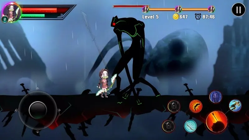 Fighting scene in Tanjiro Nezuko Zenitsu Fighting Game.