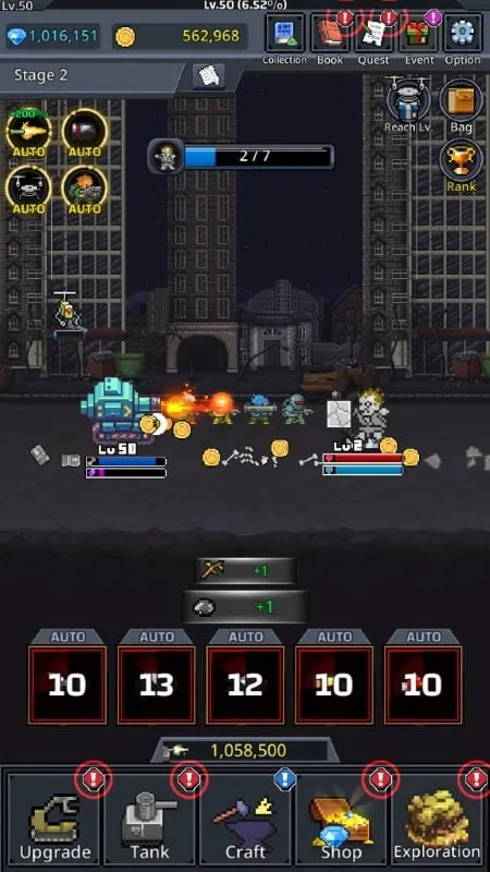 Fighting Zombies in Grow Tank Master.