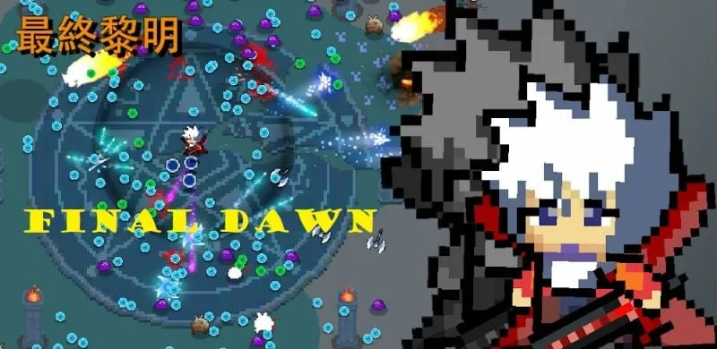 Final Dawn gameplay screenshot showing pixel art graphics and on-screen controls.