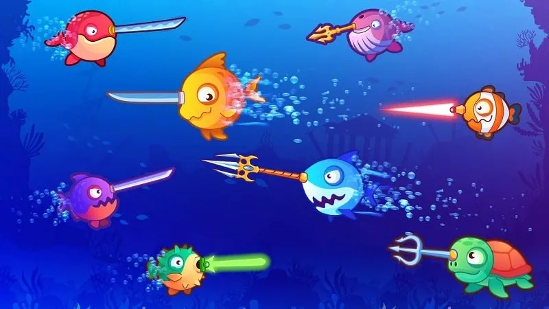 Fish.IO MOD APK featuring unlimited energy.