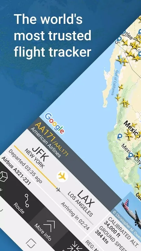 Flightradar24 Flight Tracker mod interface showing premium features