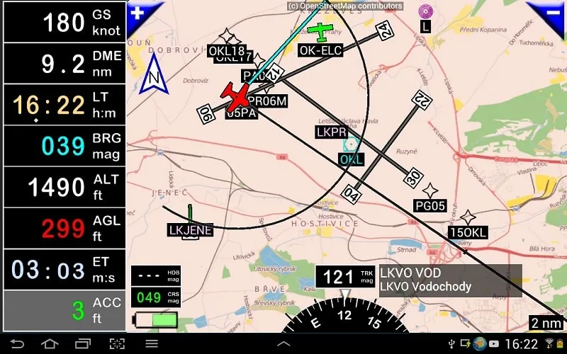 FLY is FUN Aviation Navigation mod display showing weather information