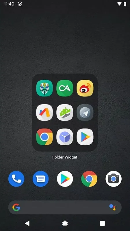 Tampilan antarmuka Folder Widget MOD dengan fitur premium