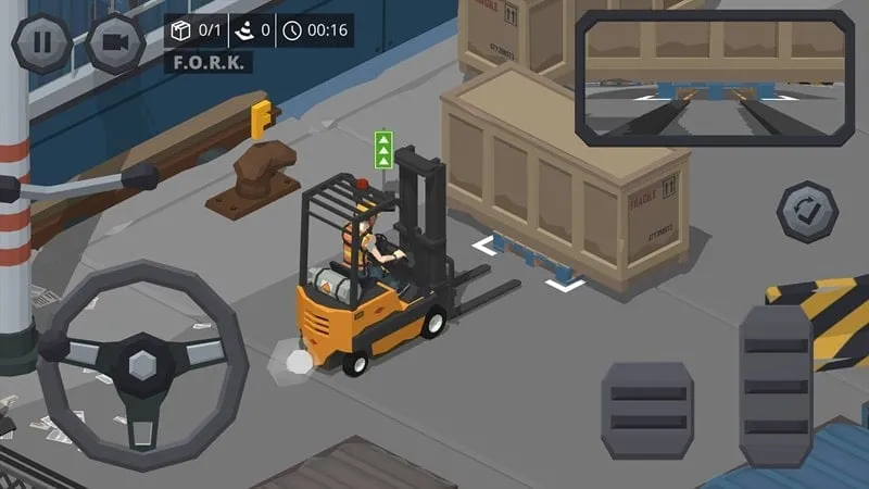 Forklift operation within a warehouse environment.