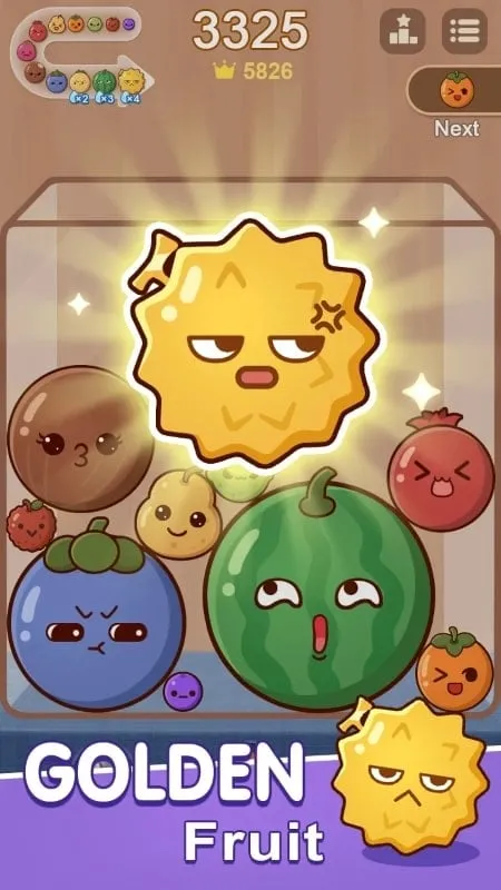 Fruit merging gameplay in Fruit Drop.