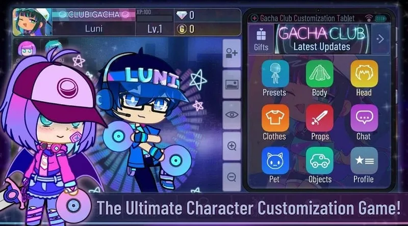 Gacha Club character customization screen displaying various options.