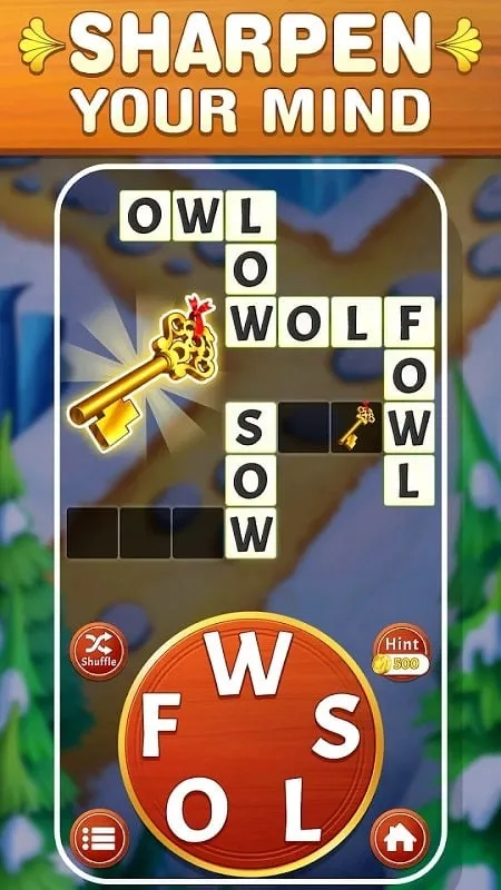 Game interface displaying the letter matching puzzle.