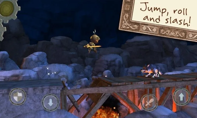 Gameplay featuring the wind-up knight battling enemies.