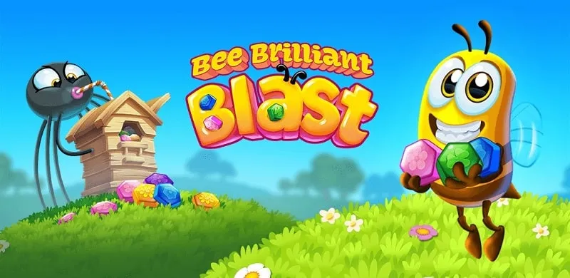 Gameplay in Bee Brilliant Blast showing colorful hexagons.