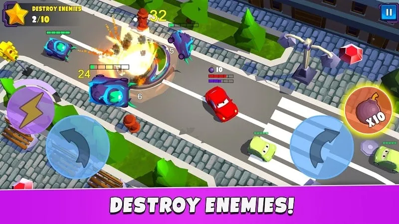 Gameplay of Car Eats Car 5 showing different cars