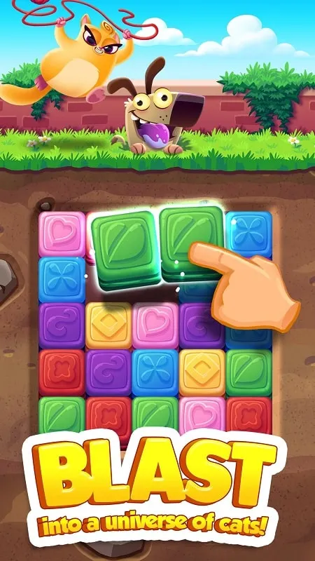 Gameplay of Cookie Cats Blast showing in-game items and UI.