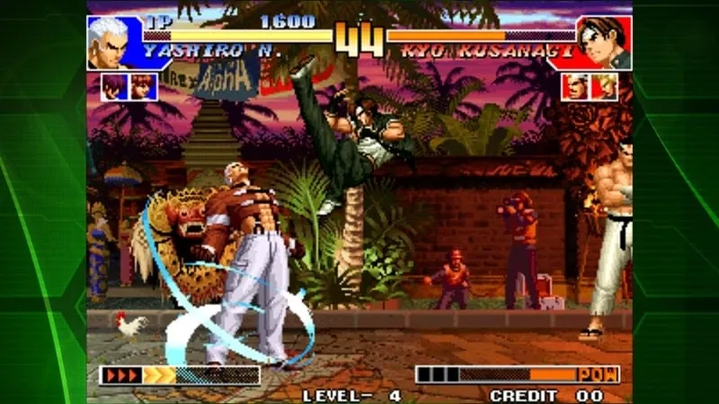 Gameplay of KOF 97 showcasing the fighting mechanics.