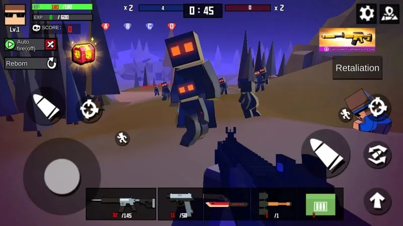 Gameplay of Mobile Battle field featuring enhanced weapons.