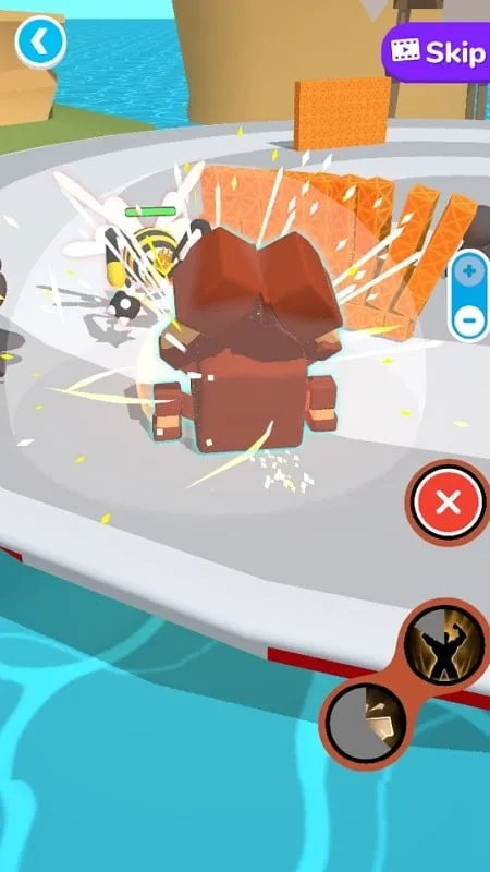 Gameplay scene with multiple monsters battling in Monster Arena.