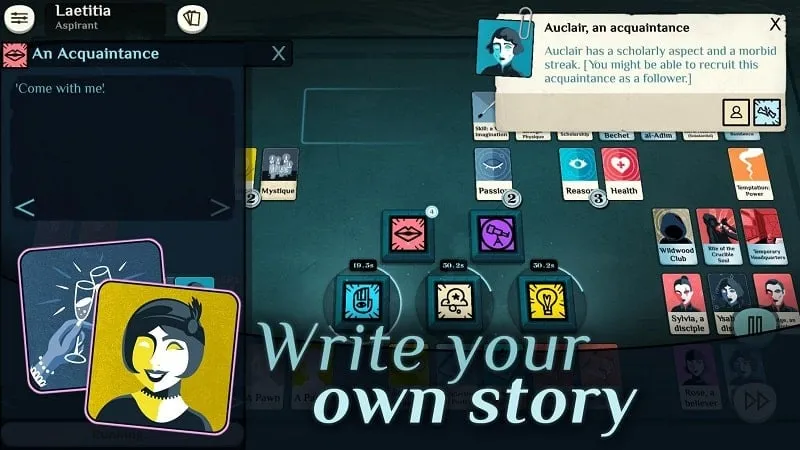 Tampilan gameplay Cultist Simulator menunjukkan fitur unlimited money.