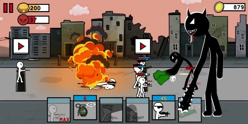 Screenshot gameplay Mode Dewa di Stickman Army.