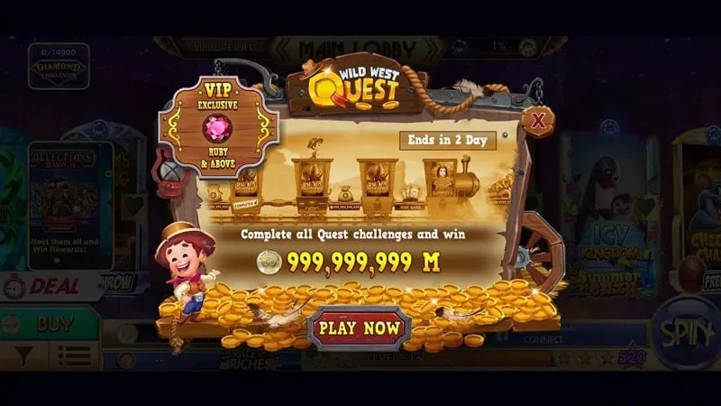 Gameplay screenshot highlighting the unlocked features in the Black Diamond Casino Slots MOD APK.