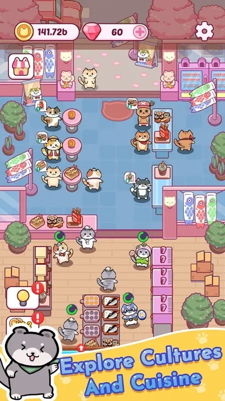 Gameplay screenshot of Cat Bar with the mod active.