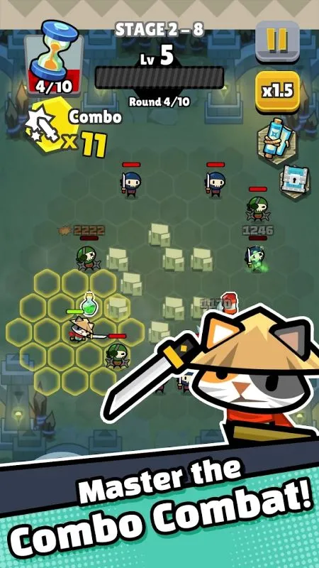 Gameplay screenshot of Combo Koala displaying an in-game battle.