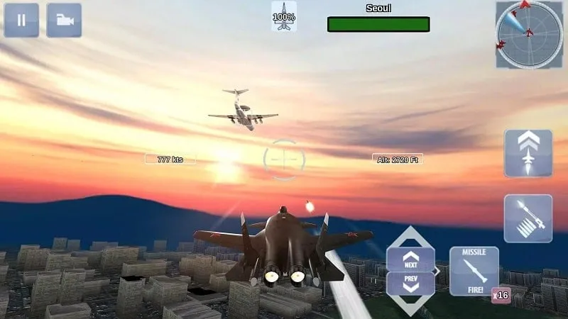 Gameplay screenshot of FoxOne Special Missions showcasing aerial combat.