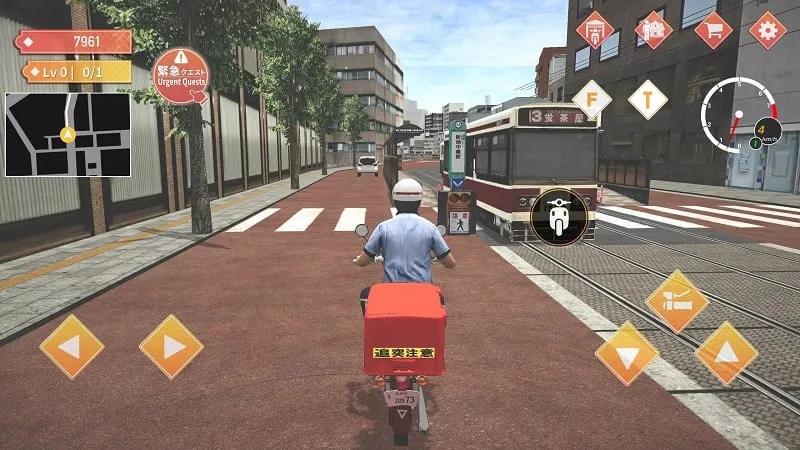 Gameplay screenshot of Japan Postman Moto Simulator showcasing the in-game currency and a house.